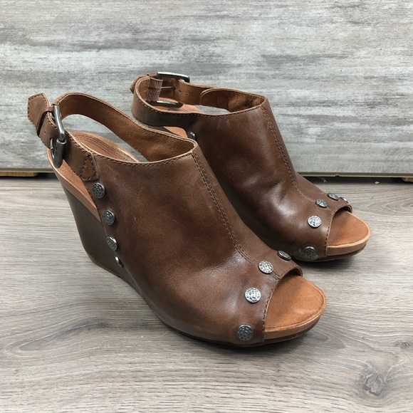Anthropologie Shoes - BIVIEL by ANTHROPOLGIE Briwn leather studded ankle wedge bootie